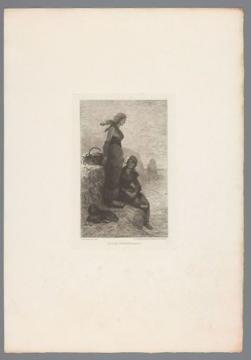 Two Young Fisherwomen and Their Dog