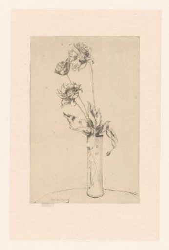 Flowers in a vase with Chinese motifs