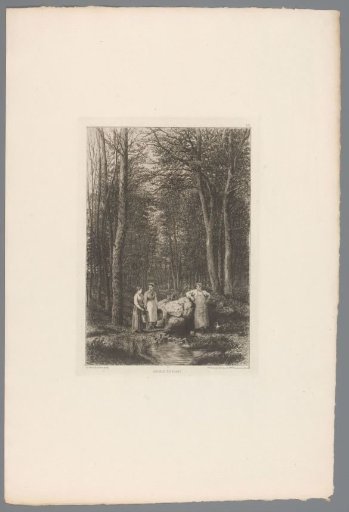 Two Women and a Man at a Fountain