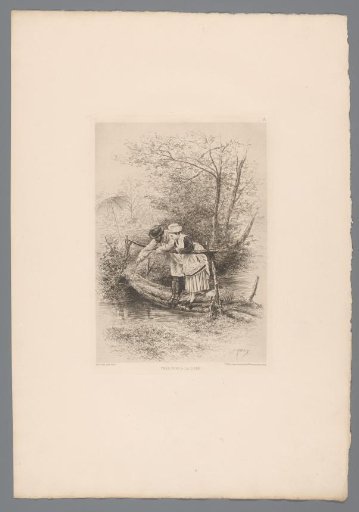 Forest landscape with a fishing couple