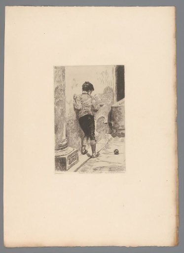 Playing boy by a wall