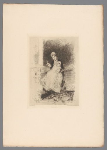 Woman with a child on her lap