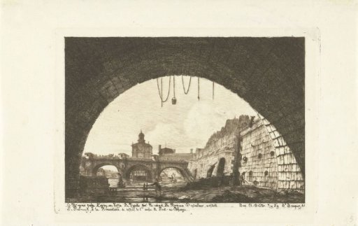 View of the Pont-Neuf from under the arch of the Pont-au-Change in Paris