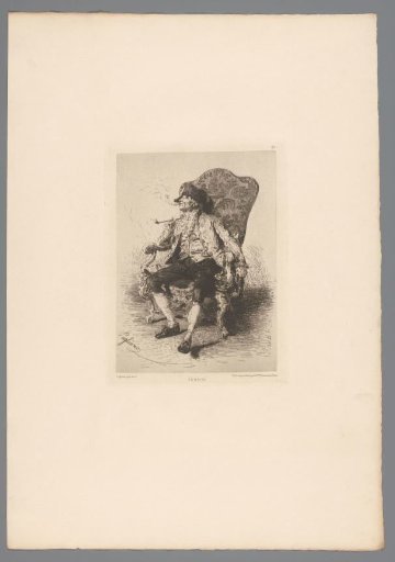Man smoking a pipe in a chair