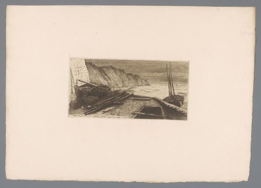 Kustlandschap met schepen