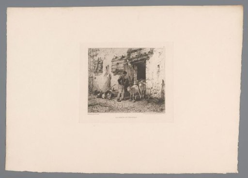 Man Letting Sheep Out of the Stable