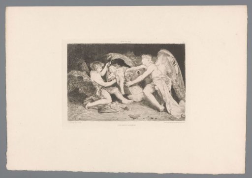 Guardian Angels with a Sleeping Child