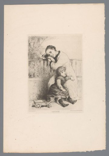 Child with Toys Resting Beside Mother