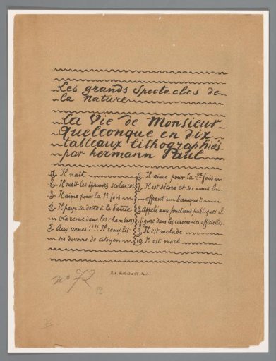 Title print for a print series with moments from the life of Monsieur Quelconque