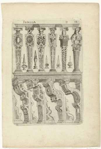 Six balusters or terms at the top and four terms at the bottom
