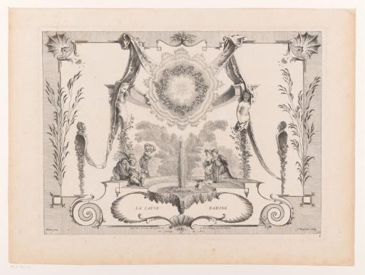 Design for a wainscoting with children in a garden