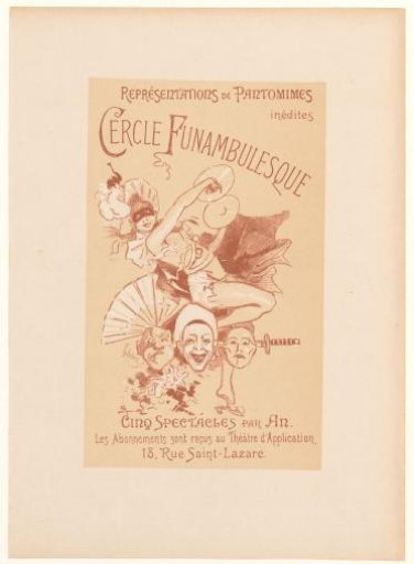 Advertisement card for the Cercle Funambulesque