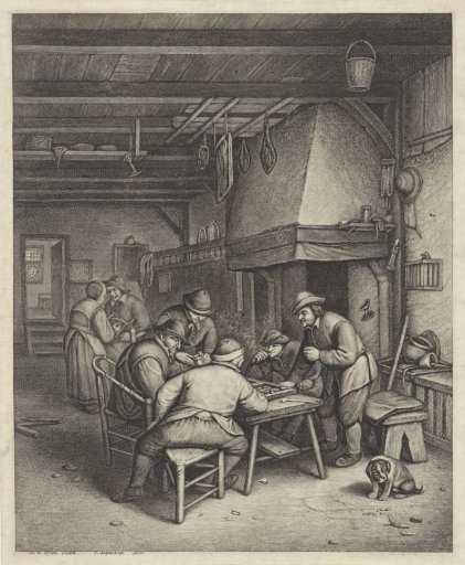 Peasant interior with trictrac players