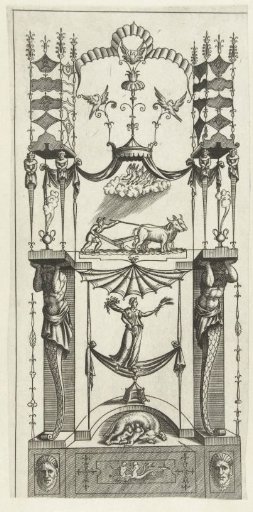 Architectural fantasy with Romulus and Remus at the bottom