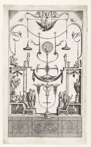 Architectural fantasy with Ganymede on the eagle at the top