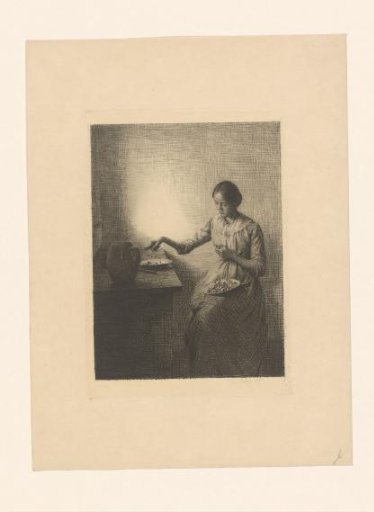 Woman Cleaning Mushrooms at the Table