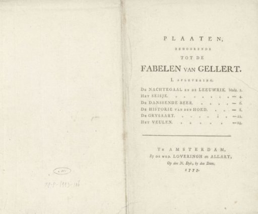 Cover for the illustrations to the Fables of Gellert