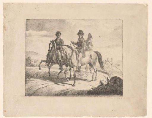 Three riders in a landscape