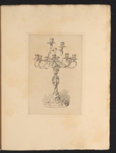Ten-armed silver candelabrum