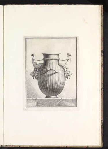 Vase with two nude nymphs sitting on lion heads