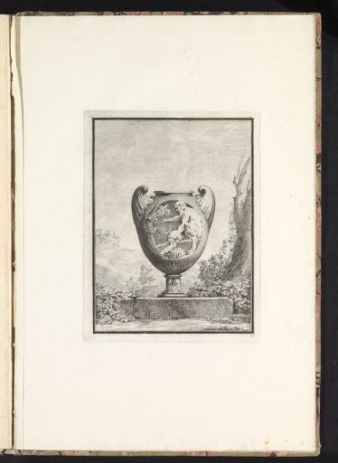 Vase with a satyr standing in a landscape