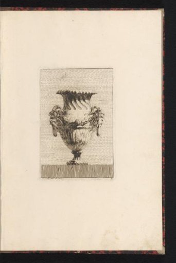 Vase with two heads of satyrs and a garland