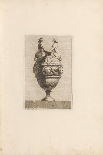 Vase with two sphinxes and women's heads between garlands