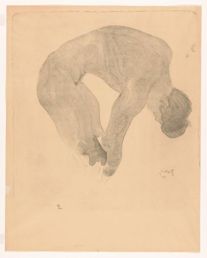 Bending nude man