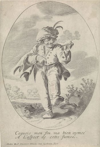 Dancing peasant with a pipe