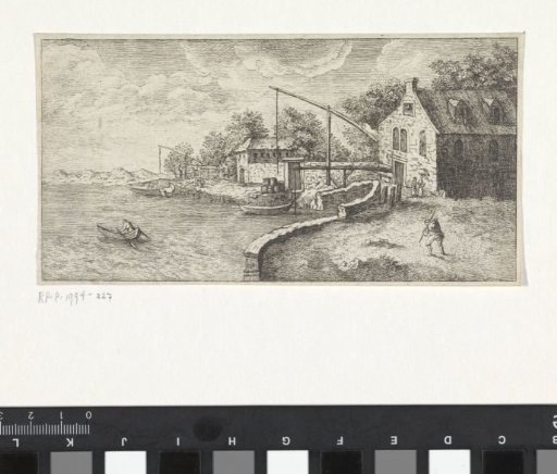 River landscape with cranes