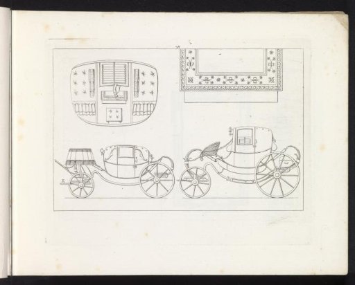 Two carriages and the interior of a carriage