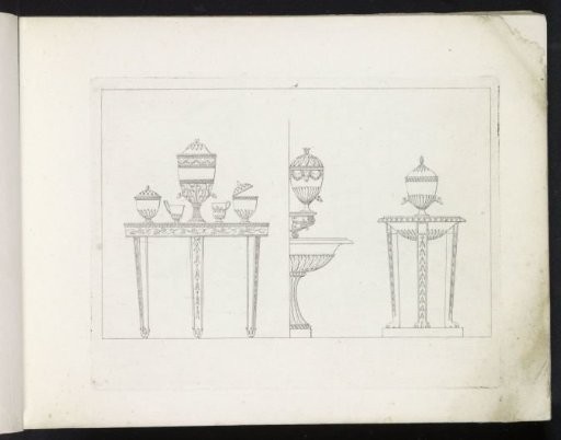 List depicting Amor and Psyche, a bench and two basins