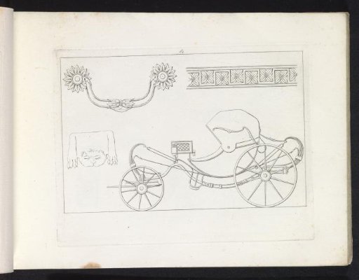 Carriage, lion skin, handle, and an ornamental border