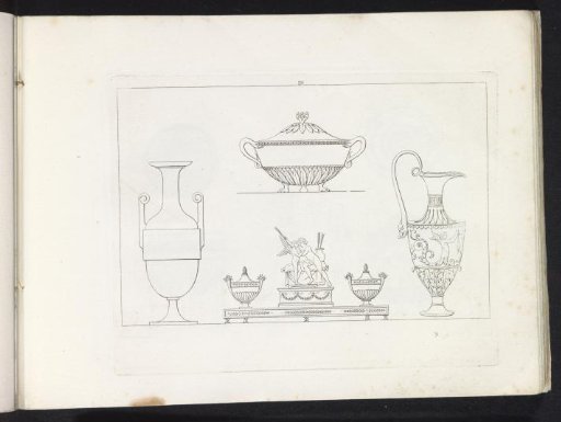 Vase, bowl, jug, urns and a sculpture of Venus and Amor