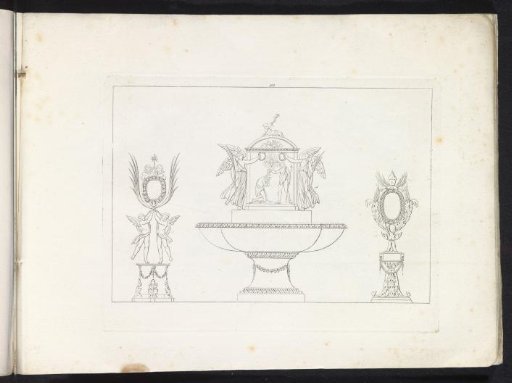 Two monstrances and a baptismal font depicting the baptism of Christ in the Jordan