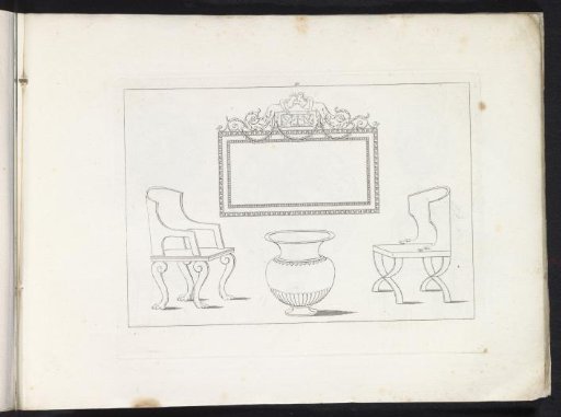 Frame, two chairs, and a vase