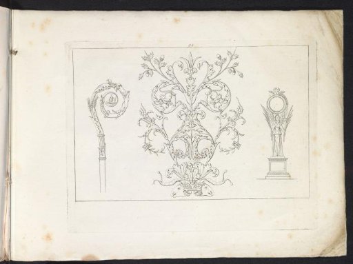 Bishop's staff, arabesques and a monstrance
