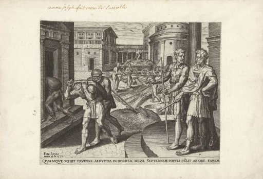 Pharaoh orders the grain to be stored for the seven lean years