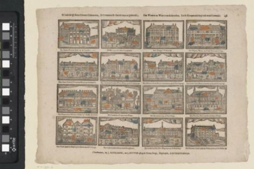 Here you have again beautiful buildings, made in the renowned Amsterdam, / To maintain widows and orphans, And commerce is also guarded
