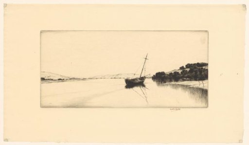 Landscape with a Wrecked Boat on the Tywi near Llansteffan
