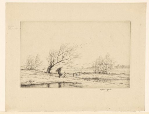 Winter landscape with a stream