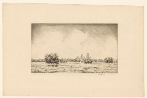 Landscape with a rain shower near Ely