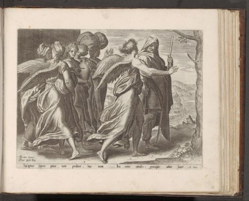 Lot and his family leaving Sodom