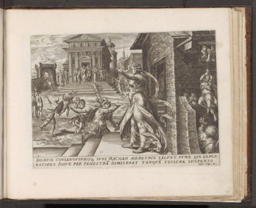 Rahab lets the spies escape through the window