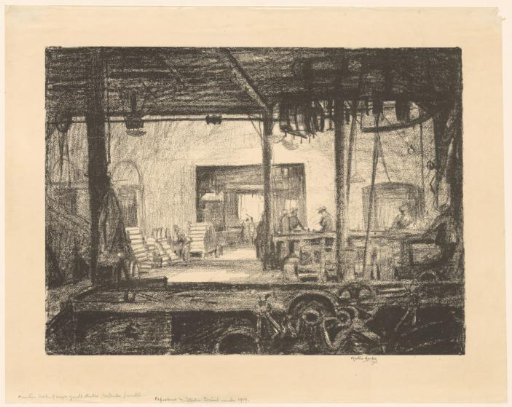 Munitions factory with workers
