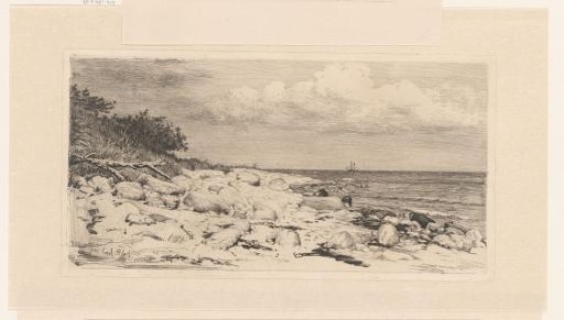 Beach with shingle, by the sea