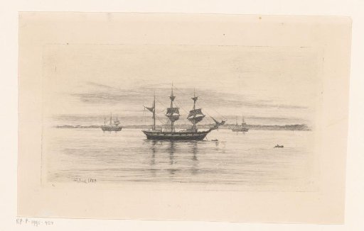 Three-master, lying at anchor