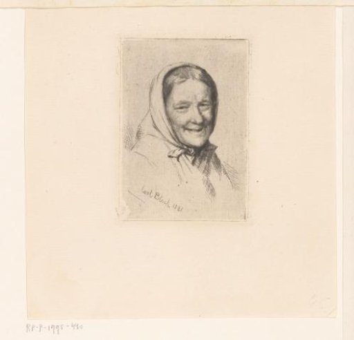 Smiling woman's head, with headscarf