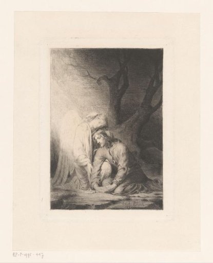 Christ comforted by an angel in the garden of Gethsemane