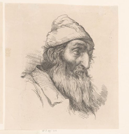 Head of an old man with beard, to the right